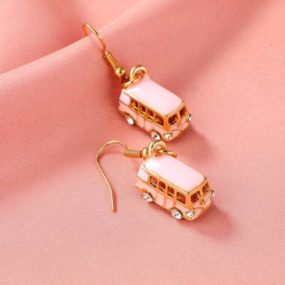 Hippie Bus Rhinestone dangle Earrings